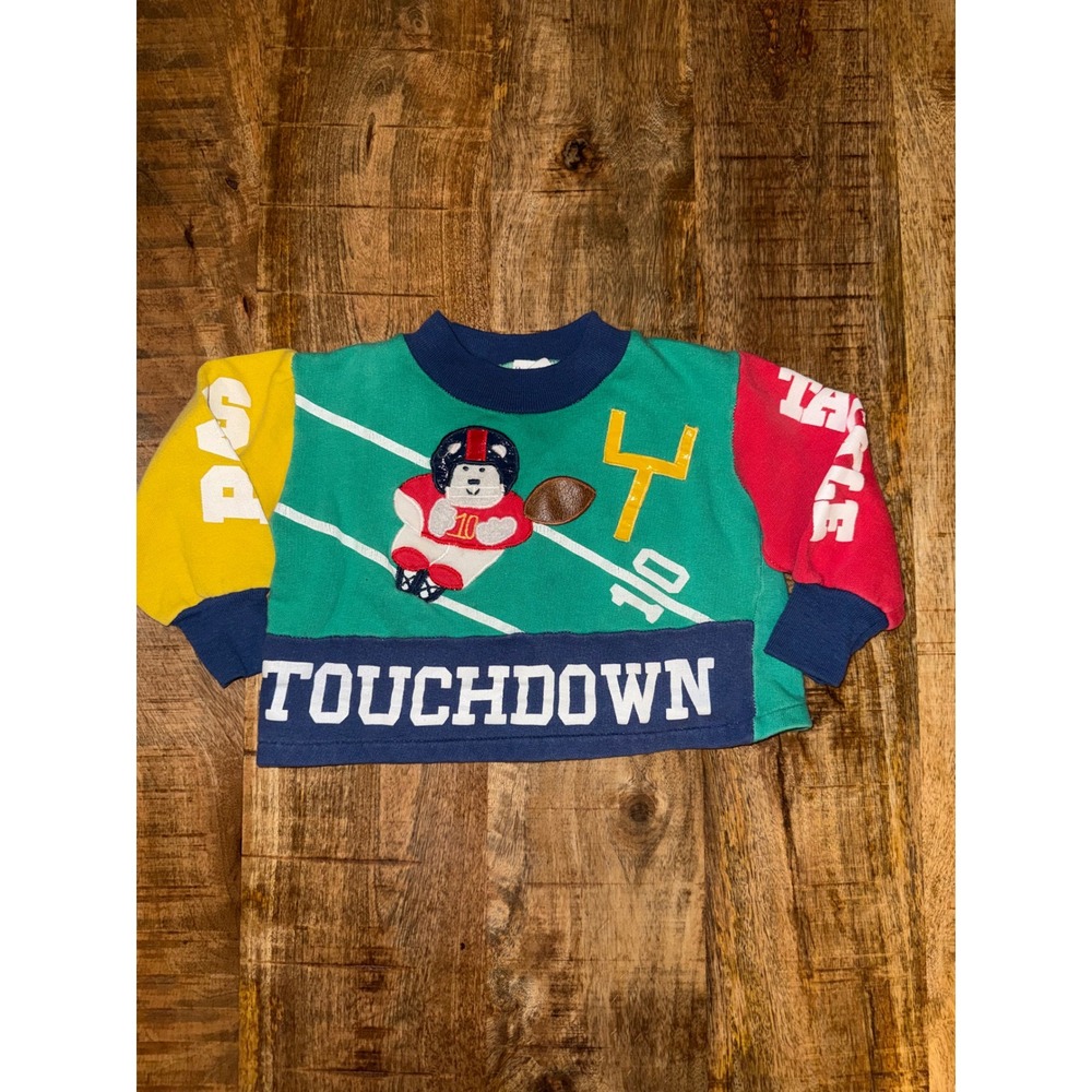 Vintage 80s/90s Hopscotch Toddler Football Sweatshirt 24M Touchdown Colorblock